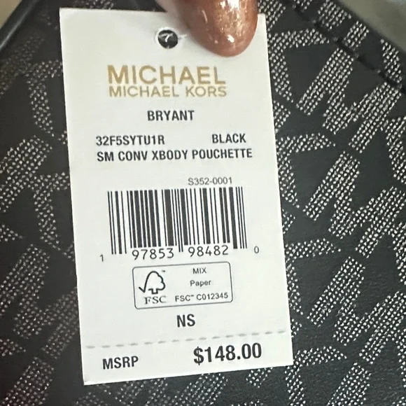 Michael Kors Bryant Small Metallic Signature Logo Convertible Pochette - Picture 7 of 7